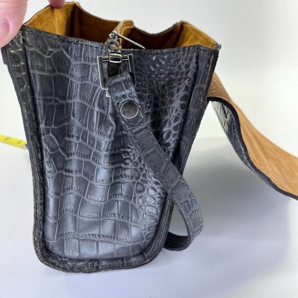 Patricia Nash Croc Embossed Ashmore Bag Smoke Gray  Purse Flap  Turn Lock - Picture 8 of 14